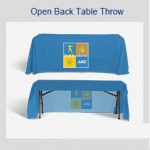 Round Corners Tablecloth 4 feet OPEN BACK Custom Imprinted