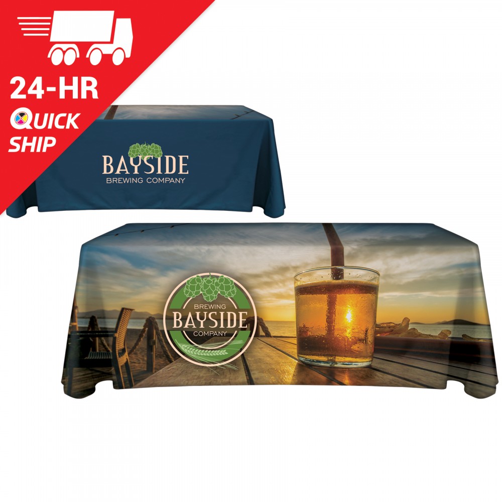 Customized 24 - Hour 6' Custom Throw Style Table Cover Customized 24 - Hour 6' Custom Throw Style Table Cover