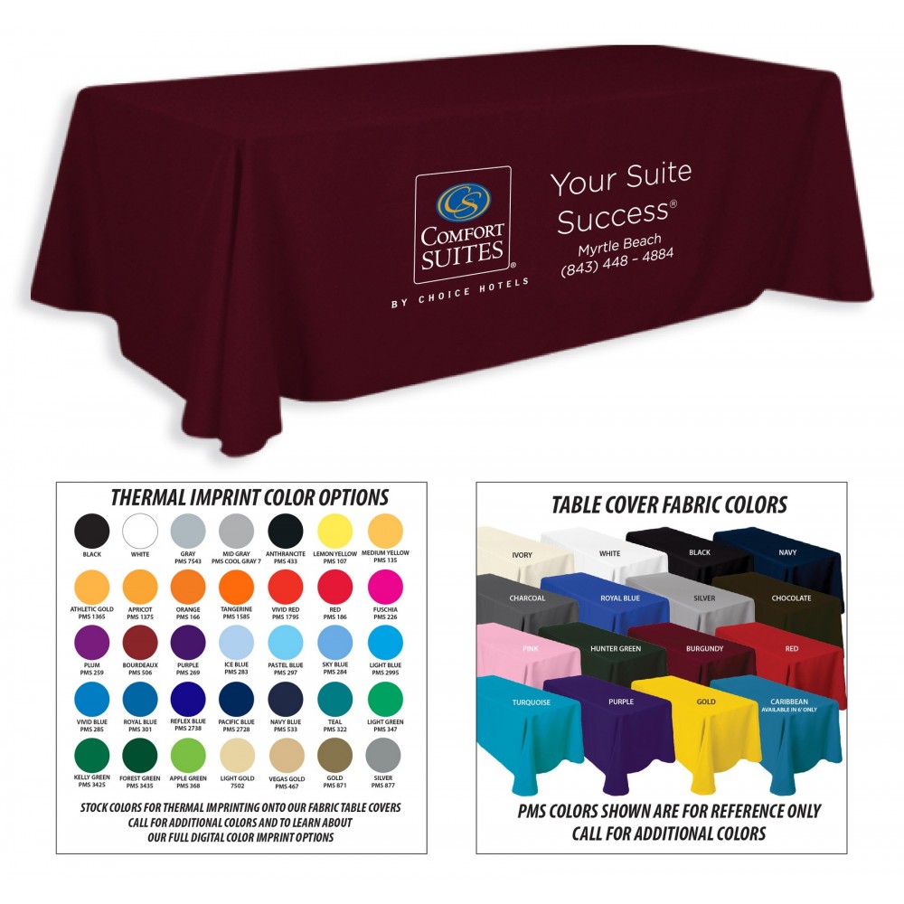 6' Premium 3-Color Thermal Transfer Table Cover Logo Branded 6' Premium 3-Color Thermal Transfer Table Cover Logo Branded