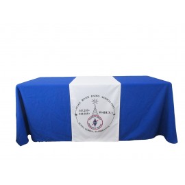 Solid Color 4 Sided Table Cover & Throw (8' x 2.5') with Logo  Solid Color 4 Sided Table Cover & Throw (8