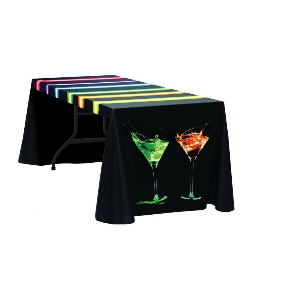 4' Fully Dye Sublimated 3 Sided Deluxe Throw Table Cover with Logo