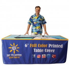 Premium 8ft Throw Dye Sublimated Fitted Table Cloth with Logo