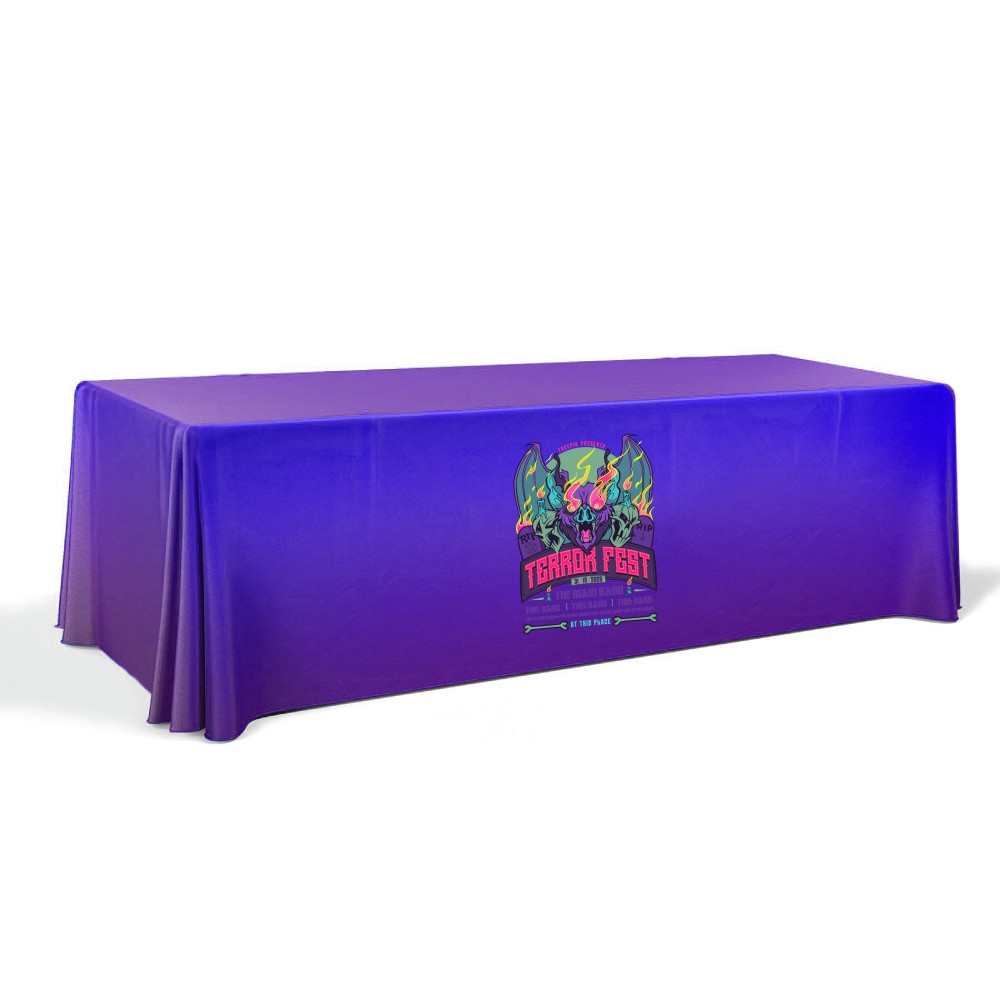 Premium 8' Draped Table Cover (Full Color Dye Sublimation) with Logo Premium 8' Draped Table Cover (Full Color Dye Sublimation) with Logo