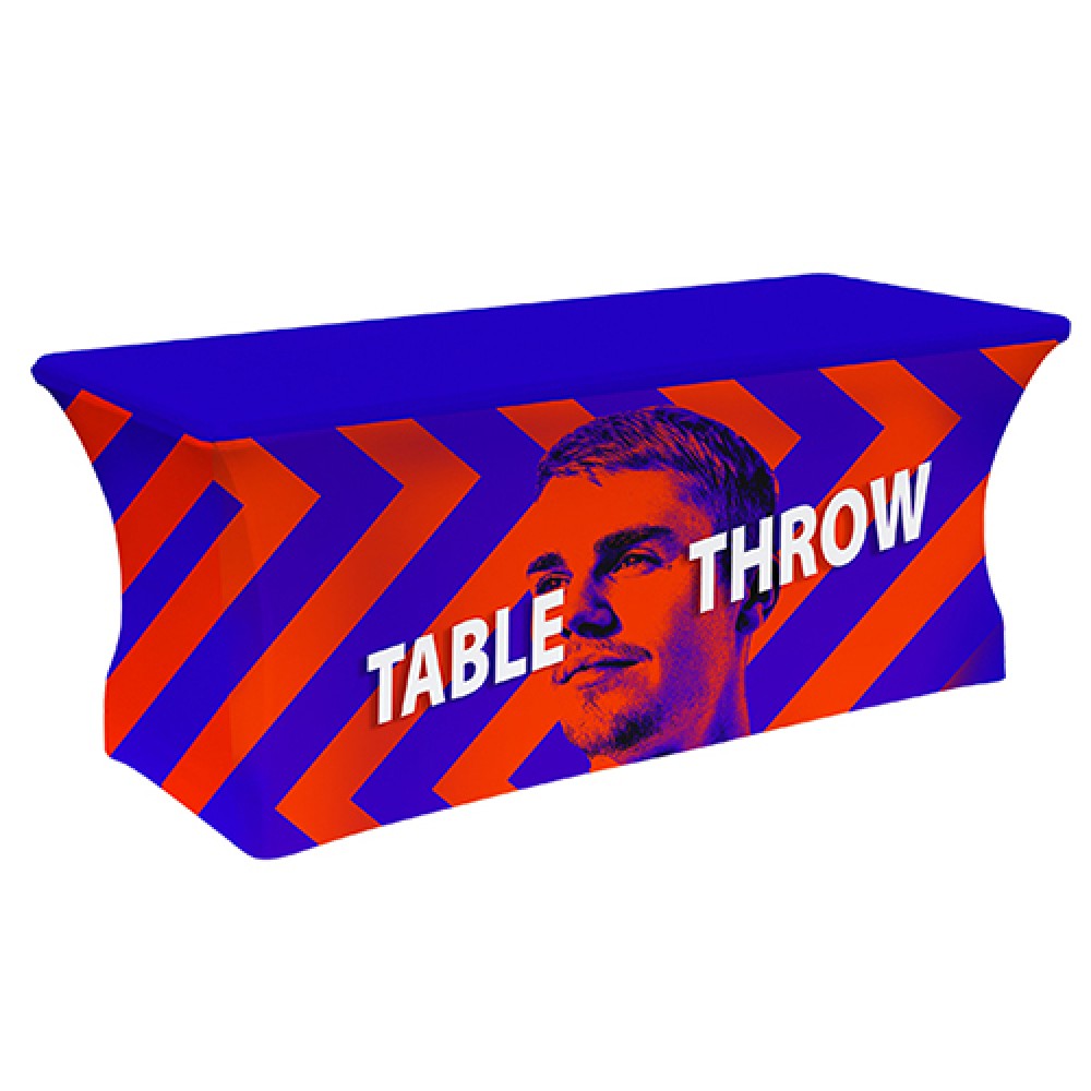 8Ft Premium Wrinkle-Free Stretch Table Throw Logo Branded 8Ft Premium Wrinkle-Free Stretch Table Throw Logo Branded