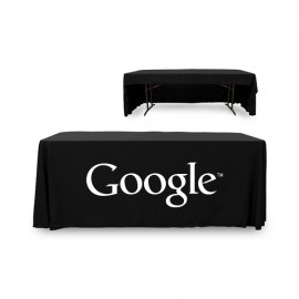 6' Premium PolyKnit 3-Sided Open Back Throw Style Table Cover w/One Color Logo (72"x30"x29") with Logo