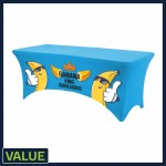Value - 6 ft. x 30"Top x 29"H - 4 Sided Stretch Table Throw (FRONT PRINT ONLY) Dye Sublimation with Logo