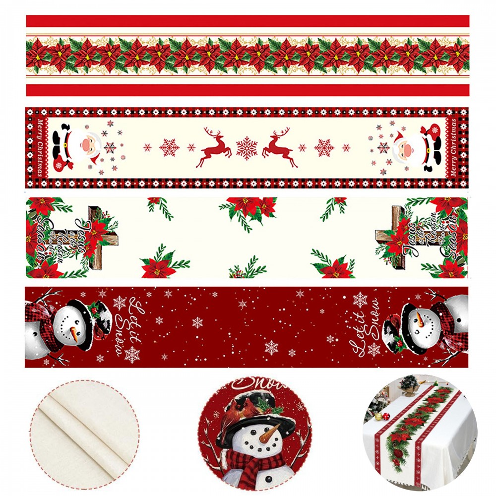 Custom Full Color Imprint Christmas Table Runner with Logo