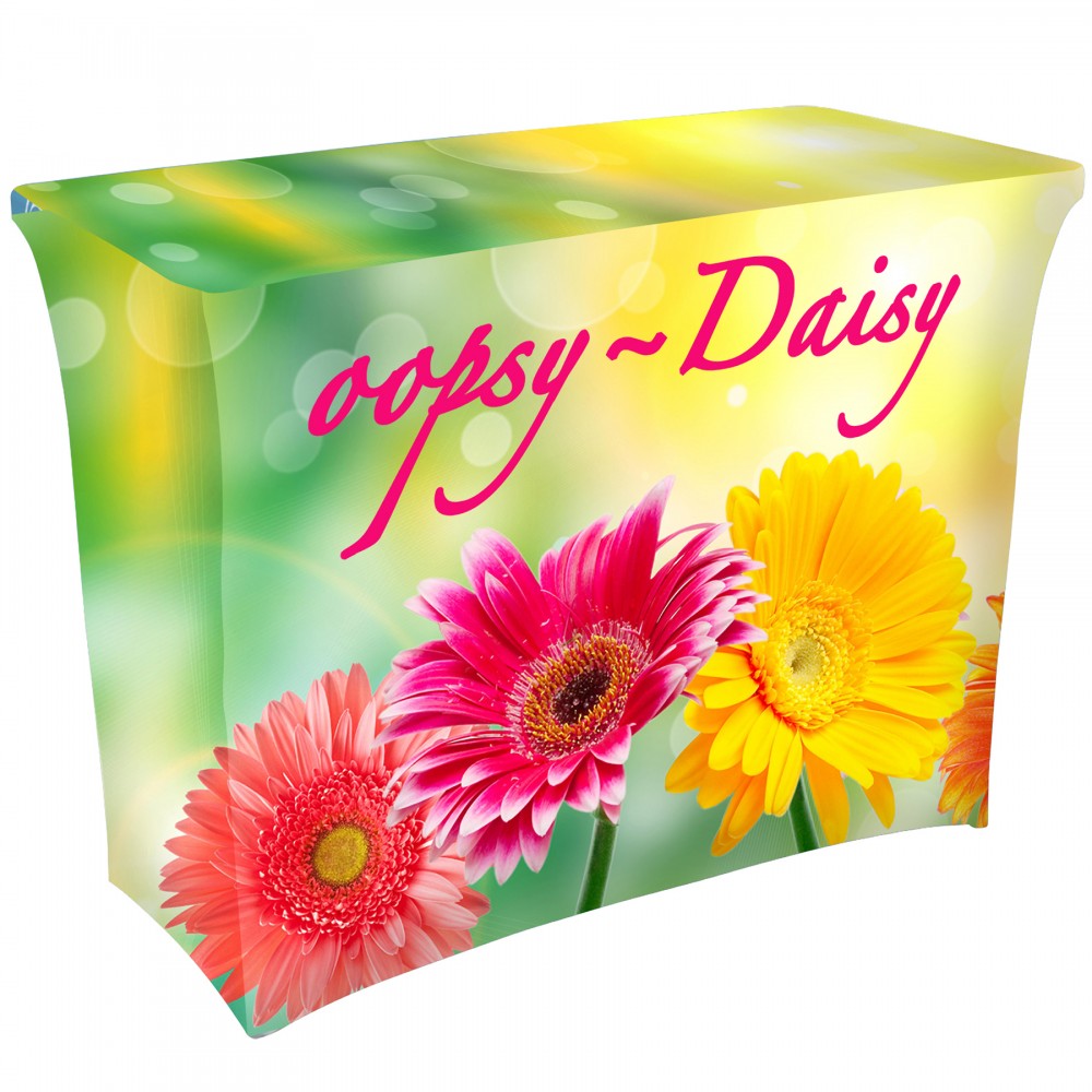 4' x 30" Top x 42" H - Stretch Table Throw (Full Color Print) Dye Sublimation Logo Branded 4' x 30" Top x 42" H - Stretch Table Throw (Full Color Print) Dye Sublimation Logo Branded
