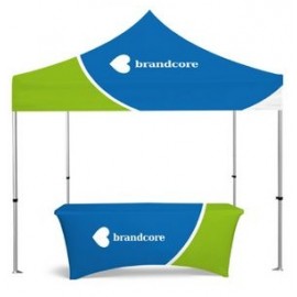 10x10ft Basic Canopy Kit w Standard Hex Aluminum Frame, Dye Sublimation Canopy & 6ft Table Cover with Logo