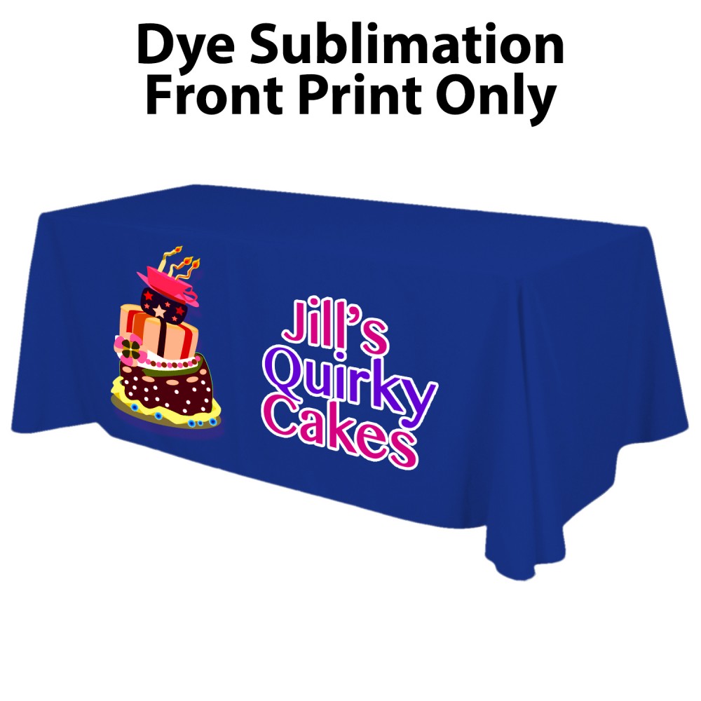 Custom Printed 6' x 30" Top x 29" H 4-Sided Table Throw (Full Color Print) Dye Sublimation Custom Printed 6' x 30" Top x 29" H 4-Sided Table Throw (Full Color Print) Dye Sublimation