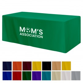 Fitted Poly/Cotton 3-sided Table Cover - fits 8' standard table with Logo  Fitted Poly/Cotton 3-sided Table Cover - fits 8