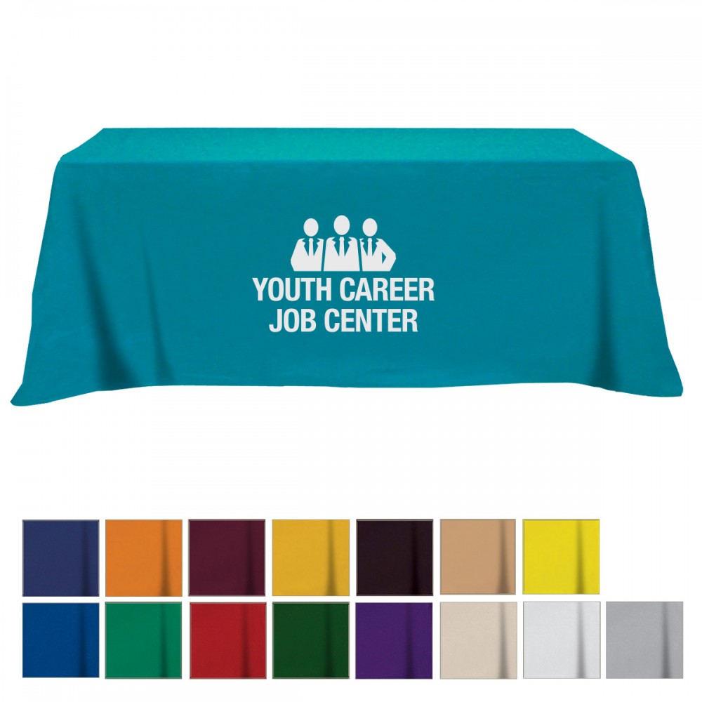 Promotional Flat Poly/cotton 4-sided Table Cover - Fits 8' Standard Table