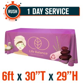 Custom Premium | (One Day RUSH SERVICE) 6ft x 30"T x 29"H Standard Table Throw - Made in the USA