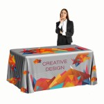 Premium Table Throws 8ft Full COlor Flowing Tablecloth with Logo