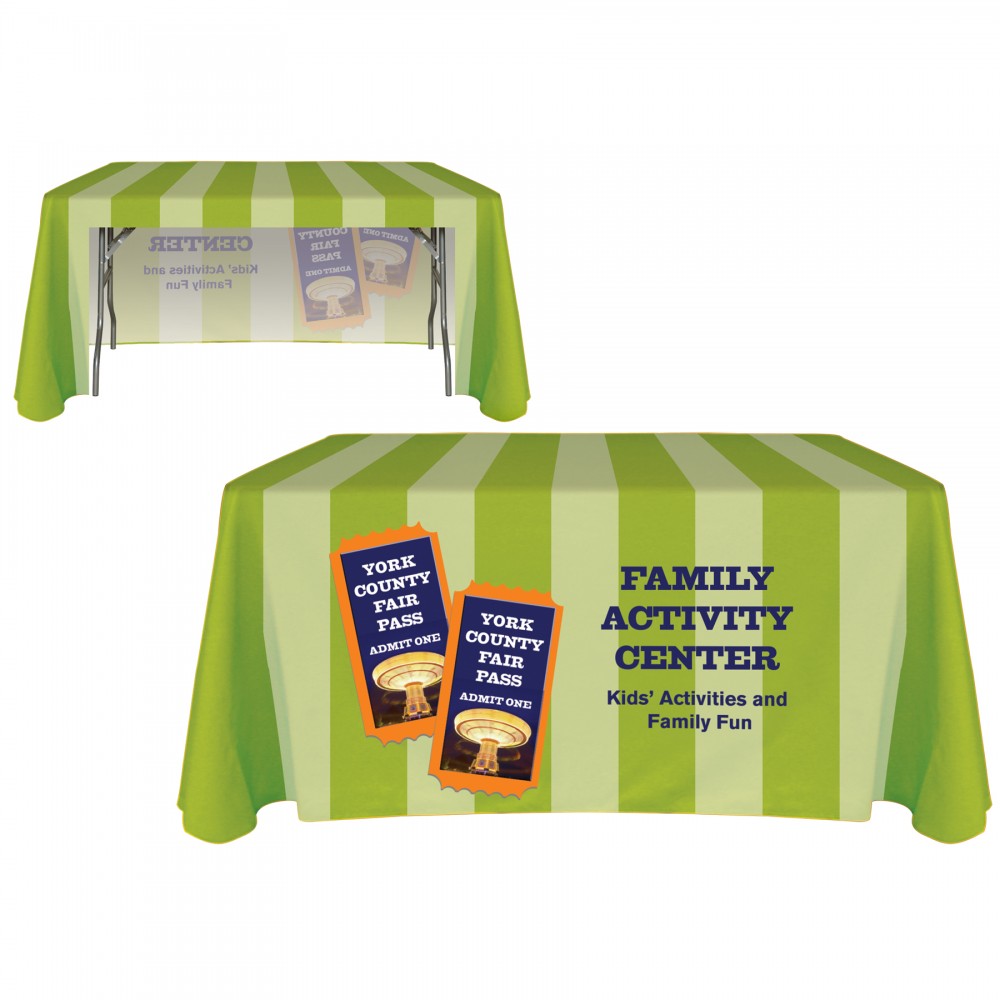 4' Customized Open Back Throw Style Table Cover with Logo 4' Customized Open Back Throw Style Table Cover with Logo
