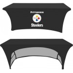 Personalized 6ft Fitted Elastic Table Cover - 7oz Polyester w Dye Sublimation Print - Open Back