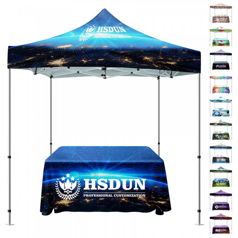 10' x 10' Advertising Canopy Tent With 6' Sublimated Table Cover Set with Logo