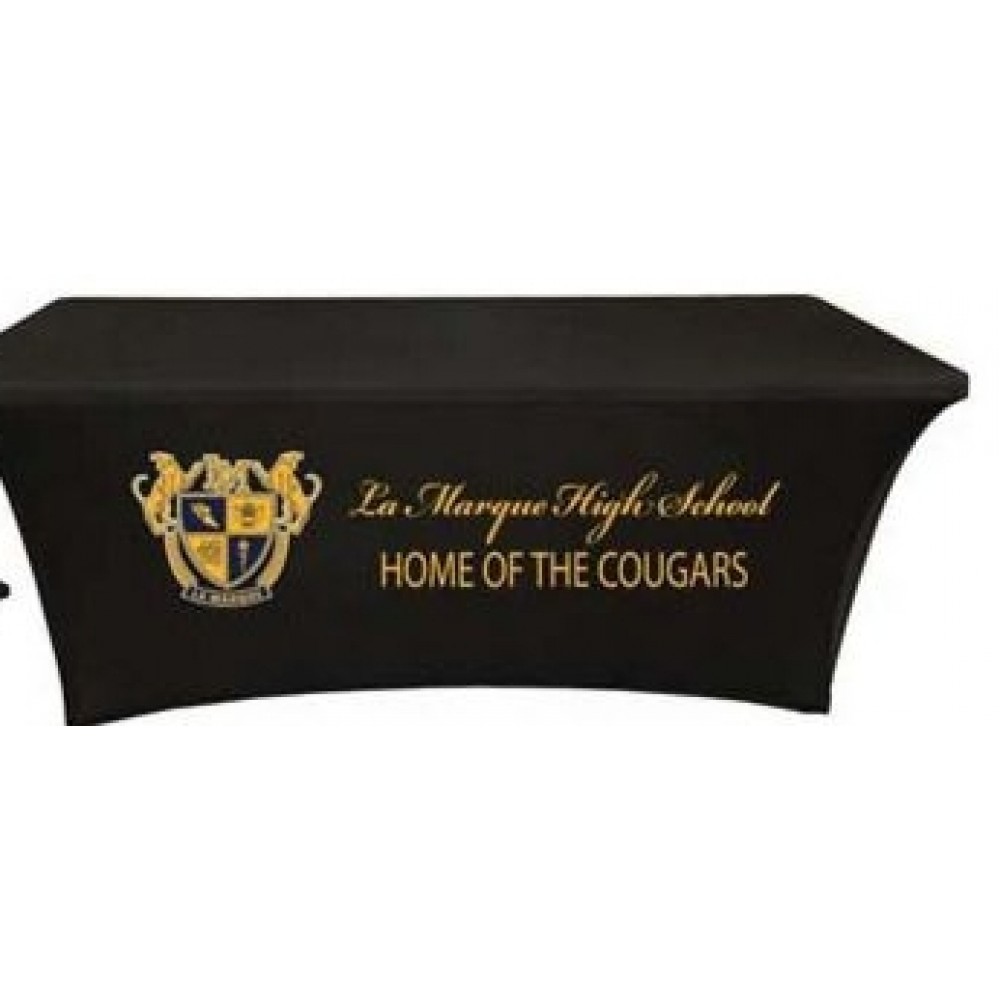 6' Open Back Stretch Table Throw with Logo