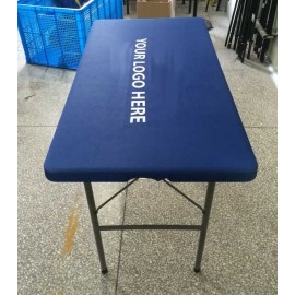 Logo Branded Slim Fitted Stretch Fit Tablecloth, 4' table, Fully printed.  Logo Branded Slim Fitted Stretch Fit Tablecloth, 4