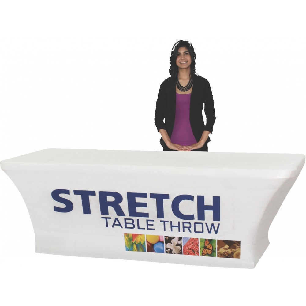 8' Dye Sub Printed Stretch Table Throw with Logo
