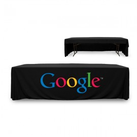 Custom 8' Premium PolyKnit 3-Sided Open Back Throw Style Table Cover w/Full Color Logo (96"x30"x29")