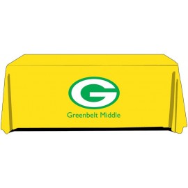Logo Branded 8' Economy Premium Polyester Tablecloths With Silk Screen