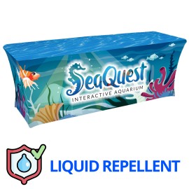 Custom 6ft x 30"Top x 29"H - (Liquid Repellent) 4 Sided Stretch Table Throw - Made in the USA  Custom 6ft x 30"Top x 29"H - (Liquid Repellent) 4 Sided Stretch Table Throw - Made in the USA