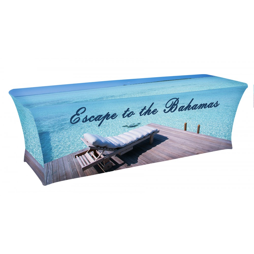 Custom Imprinted 4' x 30" Top x 29" H - Stretch Table Throw (Full Color Print) Dye Sublimation Custom Imprinted 4' x 30" Top x 29" H - Stretch Table Throw (Full Color Print) Dye Sublimation