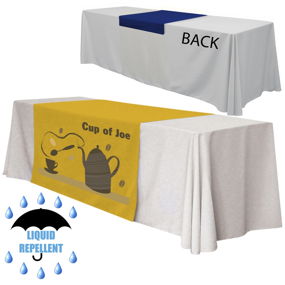 Custom Printed 60" x 63" Liquid Repellent Table Runner Polyester Full Color Full Bleed Dye Sublimation Custom Printed 60" x 63" Liquid Repellent Table Runner Polyester Full Color Full Bleed Dye Sublimation