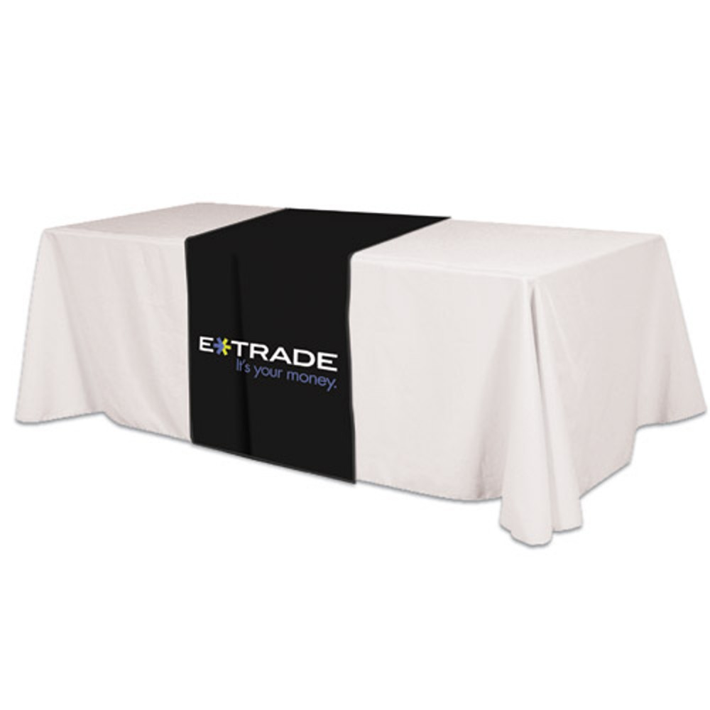 Custom Printed Poly/ Cotton Twill Cover Fit Front, Top & Back Screen Printed Table Runner Custom Printed Poly/ Cotton Twill Cover Fit Front, Top & Back Screen Printed Table Runner