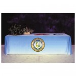 64"x128" Economy Premium Polyester Tablecloths with Digital Print Logo Branded