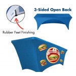 Value - 6 ft. x 30"Top x 29"H - 3 Sided Hemmed Stretch Table Throw (Full Coverage Dye Sublimation) with Logo