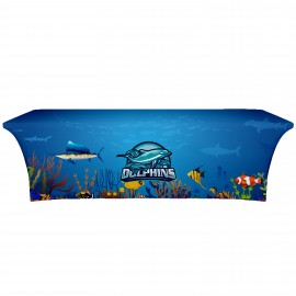 Logo Branded 8' Stretch Table Cover with Open Back (Full Color Dye Sublimation)