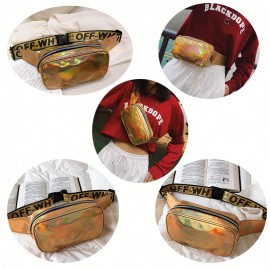 PU Zipper Iridescence Rainbow Fanny Pack Bag with Logo  PU Zipper Iridescence Rainbow Fanny Pack Bag with Logo