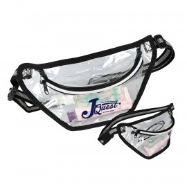 25C Clear Striped Zipper Fanny Pack with Logo