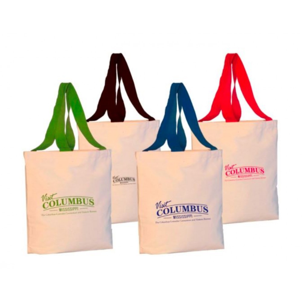 Q-Tees Promotional Tote Bag Bottom Gusset Natural Body with Logo