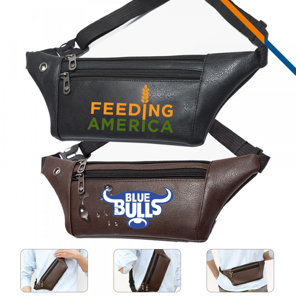 Perrin PU Leather Fanny Pack with Logo Perrin PU Leather Fanny Pack with Logo