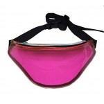 Custom Imprinted Clear Pink Neon Vinyl Hologram Fanny Pack Belt Waist Bum Bag Laser Travel Beach Purse