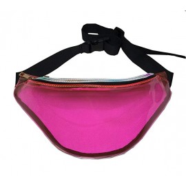 Custom Imprinted Clear Pink Neon Vinyl Hologram Fanny Pack Belt Waist Bum Bag Laser Travel Beach Purse