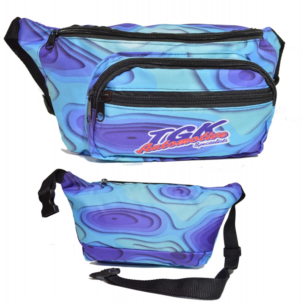 Personalized 4 Zipper Fanny Pack w/ Full Wrap Sublimation Waist Bag