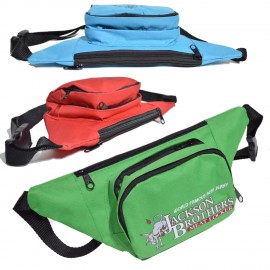 Promotional 600D Polyester Fanny Packs w/ 4 Zipper 13.4"W X 6"H X 3.75"D