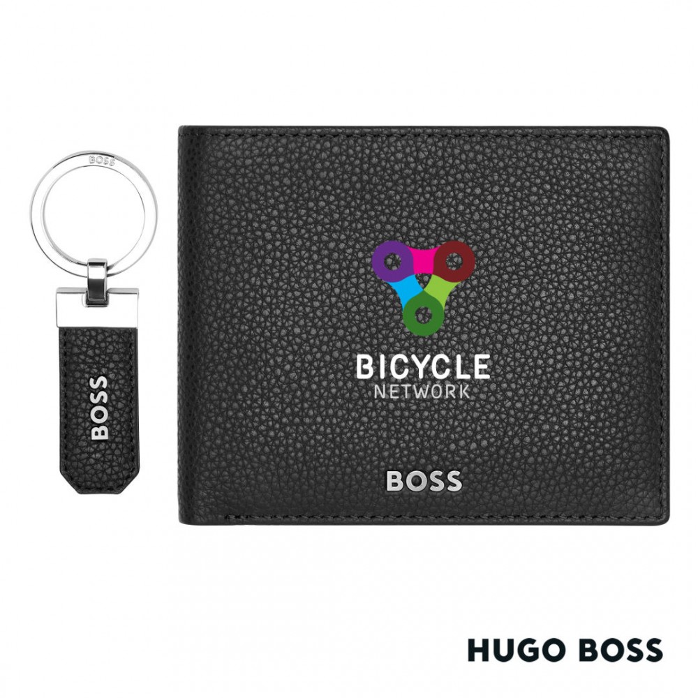 Custom Hugo Boss Classic Grained Key ring & Wallet Set
