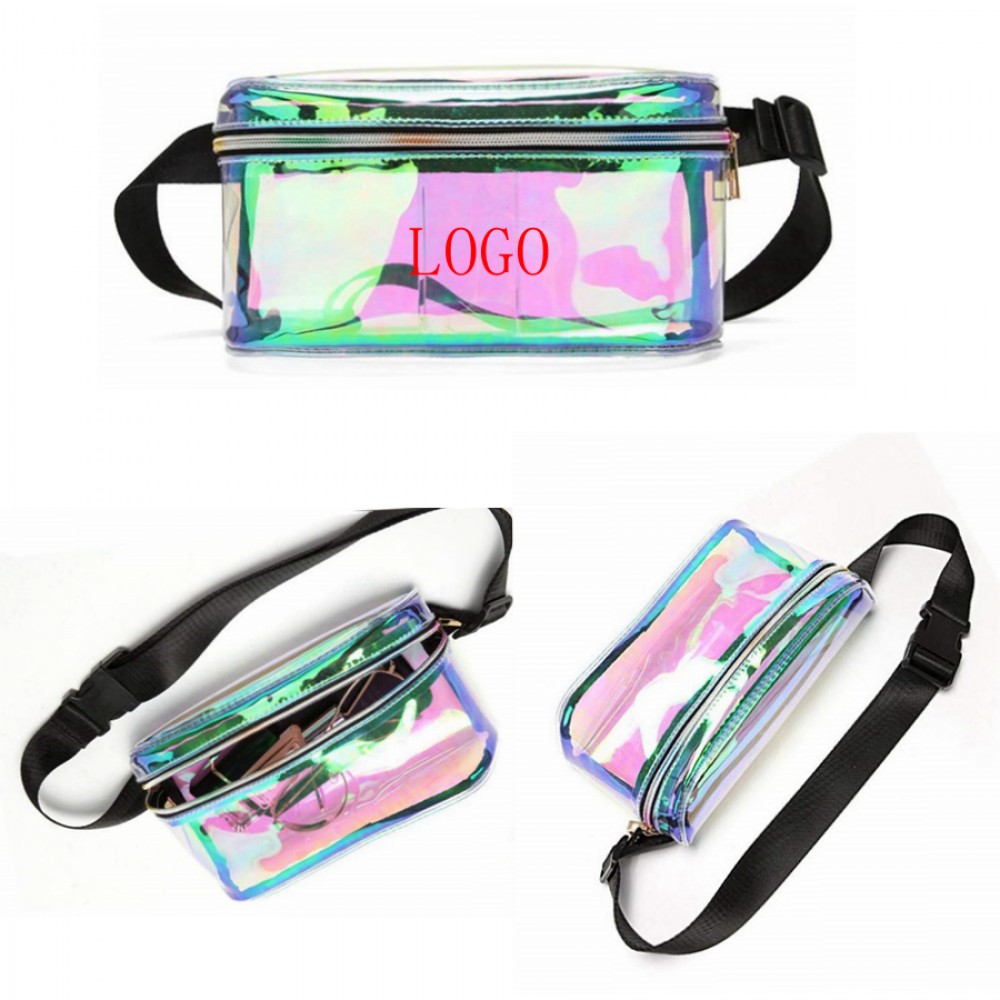 Clear Holographic Pack Waist Bag Beach Vacation Party Trip Cycling Travelling Purse Chest Bag with Logo