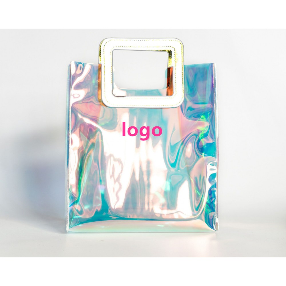 Custom Imprinted Rainbow plastic tote bag Custom Imprinted Rainbow plastic tote bag