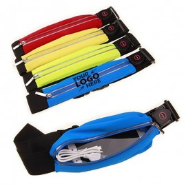 Logo Branded LED Fanny Pack USB Rechargeable Reflective Running Gear Waist Bag