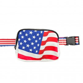 American Flag Cross Body Zippered Belt Bag with Logo