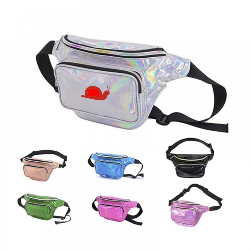 Custom Embroidered Holographic Fanny Pack Neon Waist Bag Custom Embroidered Holographic Fanny Pack Neon Waist Bag