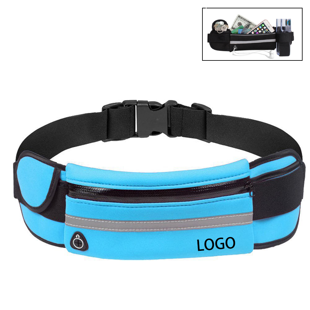 Promotional Sport Fanny Pack with Bottle Holder and Headphone Hole