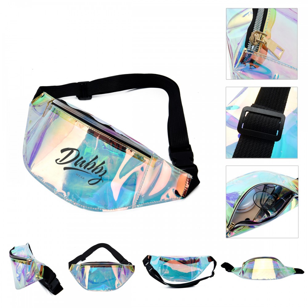 Clear Holographic Fanny Pack with Logo