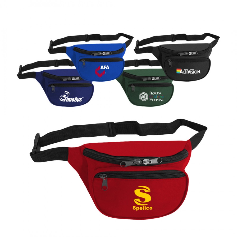 Custom 600D Polyester Two Pocket Fanny Pack